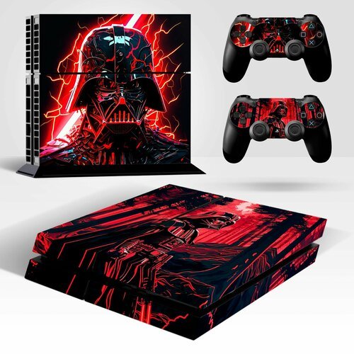 Наклейка виниловая защитная Vader RED на игровую консоль Sony PlayStation 4 Fat