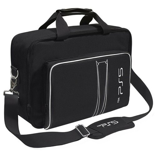 Защитная дорожная сумка для переноски и хранения Sony PS5 / аксессуаров / контроллеров / кабелей - с плечевым ремнем, черная