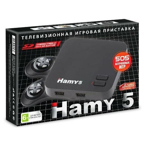 Игровая приставка 8 bit + 16 bit Hamy 5 (505 в 1) + 505 встроенных игр + 2 геймпада + USB кабель (Черная)