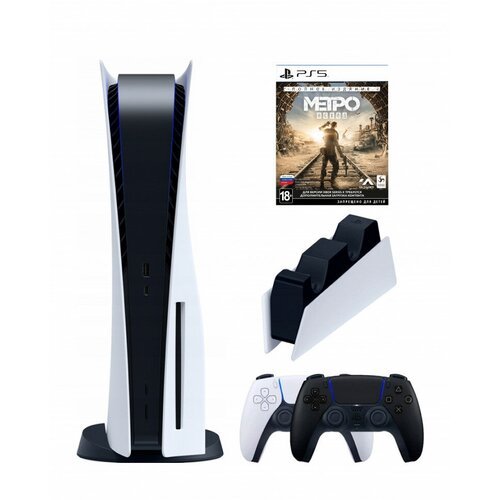 PS5 (ПС5) Игровая приставка Sony PlayStation 5 ( 3-я ревизия) + 2-й геймпад(черный) + зарядное + игра Metro
