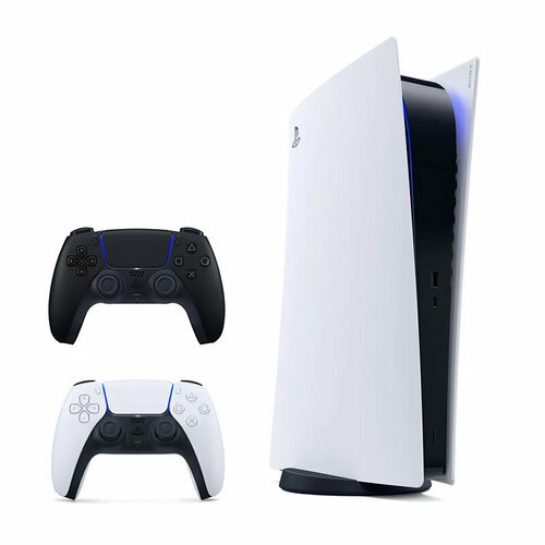 Игровая приставка Sony PlayStation 5 Slim Digital Edition, без дисковода, 1000 ГБ SSD, без игр, 2 геймпада, （Белый+черный）