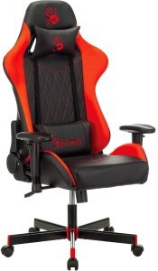Игровое кресло A4Tech Bloody GC-870 черный/красный ромбик эко.кожа с подголов. крестов. металл вес - до 150 кг