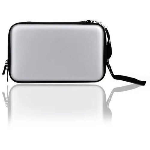 Чехол сумка для Nintendo 3DS, 3DS XL, 3DS XL NEW на молнии (для консоли и аксессуаров) серебристый
