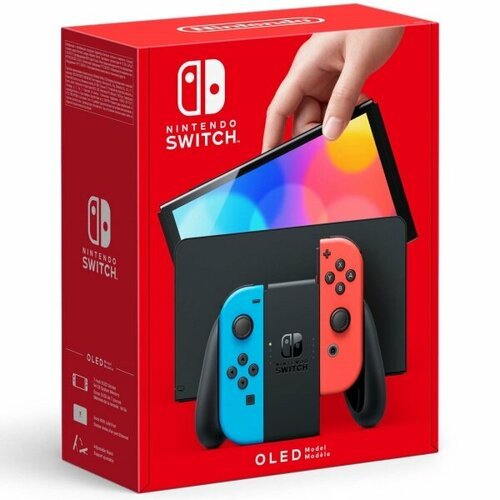 Игровая приставка Nintendo Switch OLED 64 ГБ, черная/сине-красная