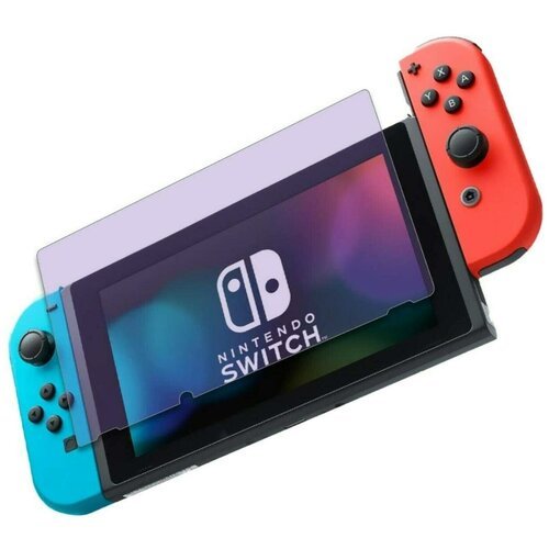 Прозрачное защитное стекло для игровой консоли приставки Nintendo Switch (Нинтендо Свитч) закалённое, силиконовая клеевая основа (легко наклеить)