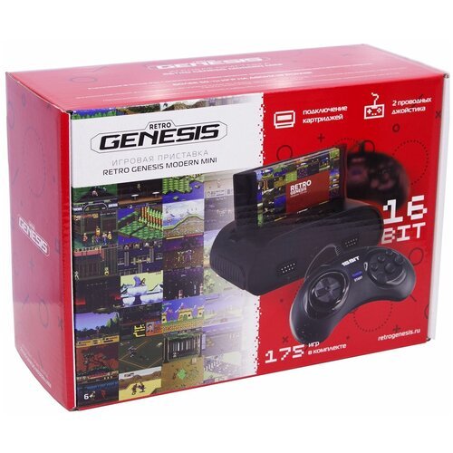 Игровая приставка Retro Genesis Modern mini + 175 игр + 2 джойстика + картридж (ConSkDn111)