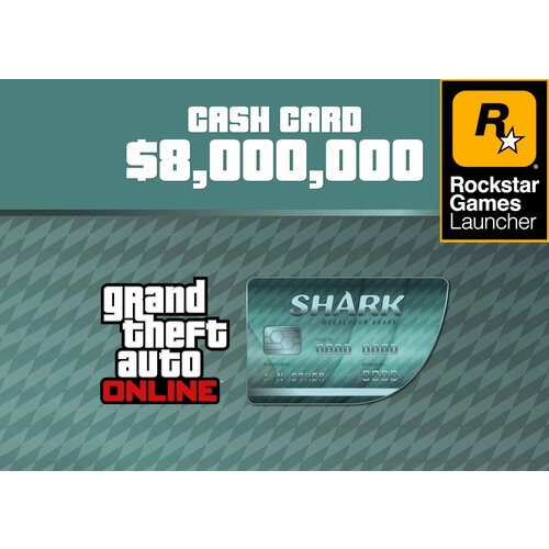 GTA 5 Online $8 000 000 Megalodon Shark Cash Card PC ключ ПК Rockstar Games + Постер Grand Theft Auto V Карта Мегалодон ГТА 5 Social club
