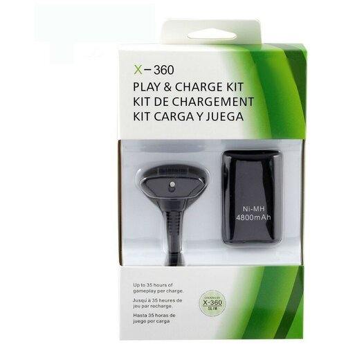 Набор для подзарядки контроллеров 4 in 1 Play & Charge Kit 4800mAh для Xbox 360 (черный)