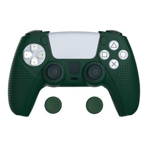 Силиконовый чехол для геймпада Playstation DualSense + накладки на стики (2 шт) DOBE (TP5-0559) Dark Green (Темно-зеленый) (PS5)