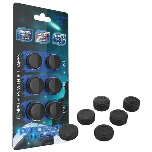 Силиконовые накладки Grand Price для кнопки контроллера Sony Playstation 5, комплект 6 шт., черный