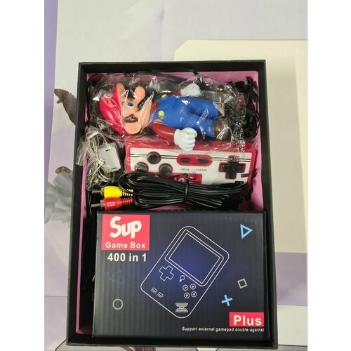Подарочный набор, портативная игровая приставка SUP Gamebox Plus 400 , с джойстиком, красный