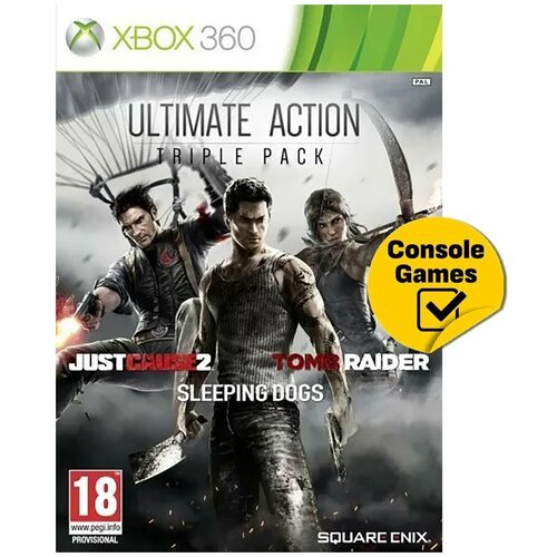 Ultimate Action Triple Pack (Just Cause 2, Sleeping Dogs, Tomb Raider) (Xbox 360) английский язык
