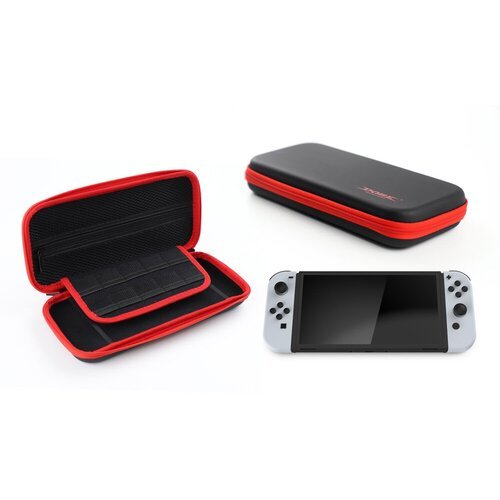 Защитный чехол - кейс с отсеками для картриджей для игровой приставки Nintendo Switch / Nintendo Switch OLED черная сумка DOBE TNS-1130 черный