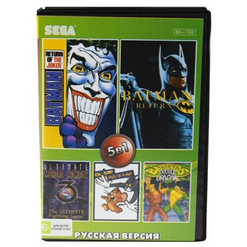 Картридж Sega 16 bit Cборник игр 5 в 1 AA-5101 BATMAN RETURNS, JOKER, TOM & JERRY+...