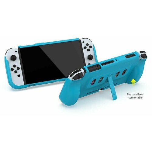 Защитный чехол из полиуретана с подставкой и отсеками для картриджей для Nintendo Switch OLED Protective Case DOBE TNS-1179 синий кейс