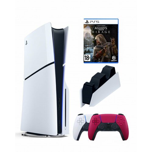 Приставка Sony Playstation 5 slim 1 Tb+2-ой геймпад(красный)+зарядное+Assassins Mirage