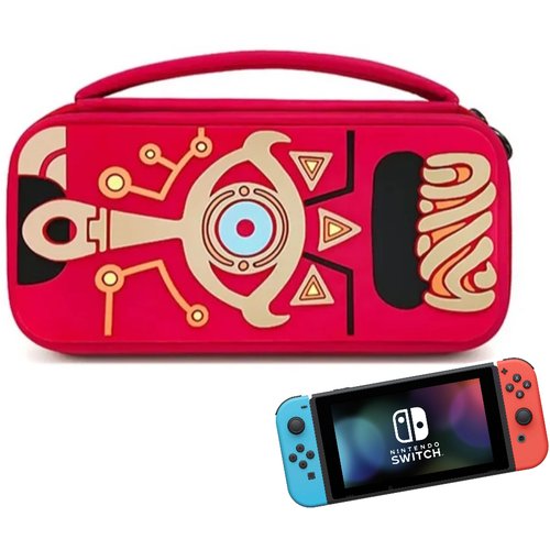 Чехол сумка для Nintendo Switch и OLED 'Zelda 3D' со резиновыми вставками (очень прочный) красный