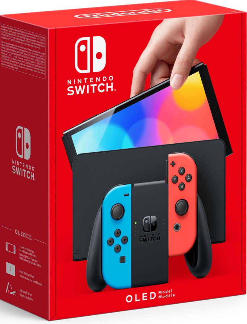Игровая консоль Nintendo Switch (OLED-модель) (неоновый красный / неоновый синий)