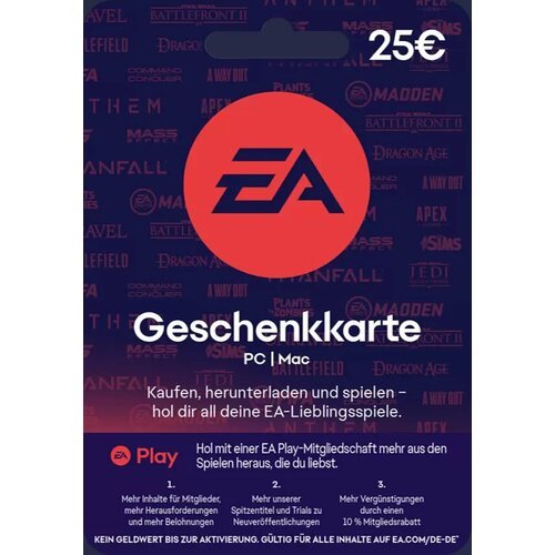 EA Gift Card €25 (Ea Play; PC; Регион активации Евросоюз)