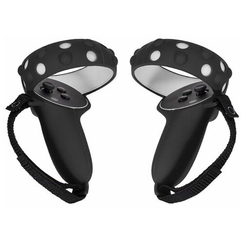 Противоскользящие силиконовые защитные чехлы для контроллеров Oculus Quest 2 (2 шт) - черные