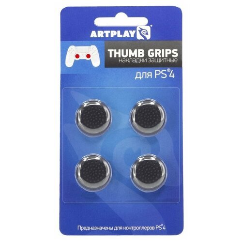 PS 4 Накладки Artplays Thumb Grips защитные на джойстики геймпада (4 шт - 2 красных, 2 черных)