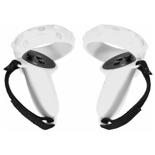 Противоскользящие силиконовые защитные чехлы для контроллеров Oculus Quest 2 (2 шт) - светло-серые