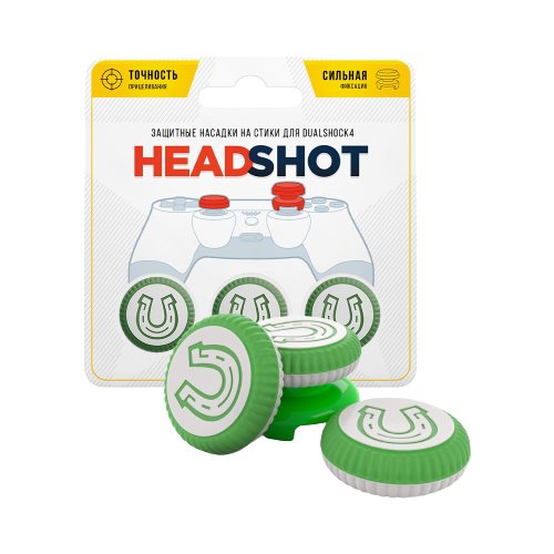 RAINBO Сменные накладки Headshot (Lucky) для геймпада Sony Dualshock 4, белый/зеленый