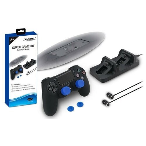Dobe Комплект аксессуаров Super Game Kit для консоли PlayStation 4 (TP4-1751), черный, 5 шт.