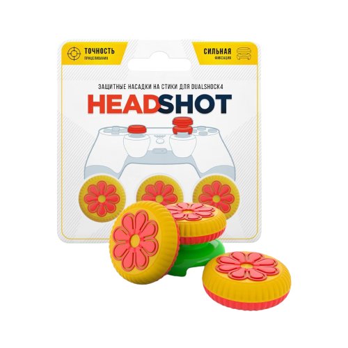 RAINBO Сменные накладки Headshot (Honey) для геймпада Sony Dualshock 4, желтый/красный