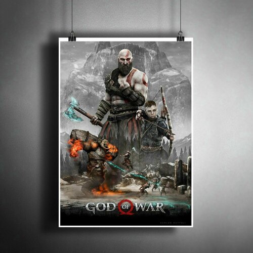 Постер плакат для интерьера 'Компьютерная игра: God of War. Игра Бог Войны. PlayStation 4' / A3 (297 x 420 мм)