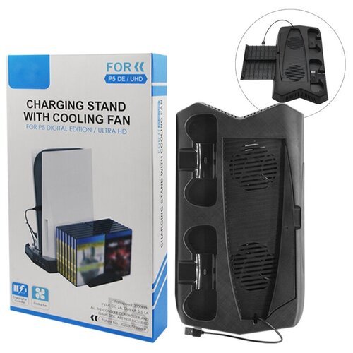 Многофункциональная подставка для PS5 с дисками, охлаждением и зарядкой контроллеров