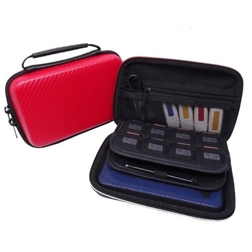 Чехол сумка для Nintendo 3DS, 3DS XL, 3DS XL NEW для консоли и аксессуаров (карбон красный)