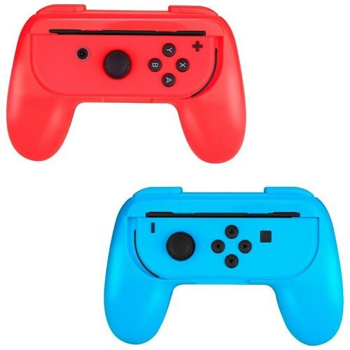 Dobe Чехол-держатель для контроллера Joy-Con консоли Nintendo Switch (TNS-851), красный/голубой